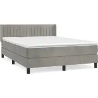 Syfax Cama box spring con colchón terciopelo gris claro 140x190 cm