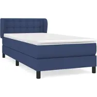 Syfax Cama box spring con colchón tela azul 100x200 cm