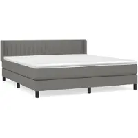 Syfax Cama box spring con colchón tela gris oscuro 180x200 cm