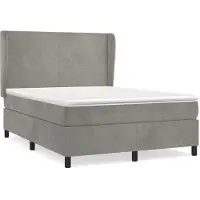 Syfax Cama box spring con colchón terciopelo gris claro 140x200 cm