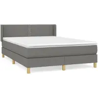 Syfax Cama box spring con colchón tela gris oscuro 140x200 cm