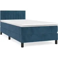 Syfax Cama box spring con colchón terciopelo azul oscuro 80x200 cm