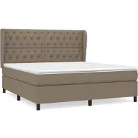 Syfax Cama box spring con colchón tela gris taupe 160x200 cm