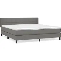 Syfax Cama box spring con colchón tela gris oscuro 180x200 cm