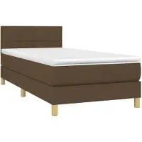 Syfax Cama box spring con colchón tela marrón oscuro 90x200 cm