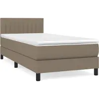 Syfax Cama box spring con colchón tela gris taupe 90x200 cm