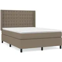Syfax Cama box spring con colchón tela gris taupe 140x200 cm