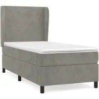 Syfax Cama box spring con colchón terciopelo gris claro 90x190 cm
