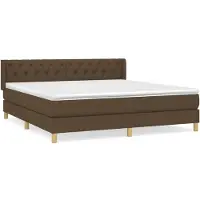 Syfax Cama box spring con colchón tela marrón oscuro 160x200 cm
