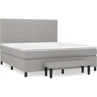 Syfax Cama box spring con colchón tela gris claro 180x200 cm