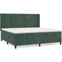 Syfax Cama box spring con colchón terciopelo verde oscuro 200x200 cm