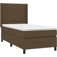 Syfax Cama box spring con colchón tela marrón oscuro 100x200 cm