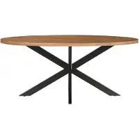LivingFurn - Mesa de comedor Rocky ovalada, 240 cm - Madera de mango / Acero revestido