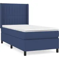 Syfax Cama box spring con colchón tela azul 80x200 cm