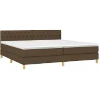 Syfax Cama box spring con colchón tela marrón oscuro 200x200 cm