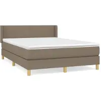 Syfax Cama box spring con colchón tela gris taupe 140x200 cm