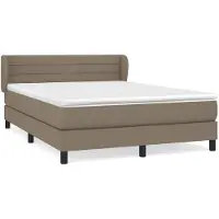 Syfax Cama box spring con colchón tela gris taupe 140x200 cm