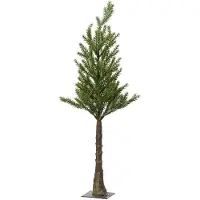 Décoris Árbol de Navidad artificial mini, con base de madera, color verde, decoración, diámetro 18 cm, altura 45 cm