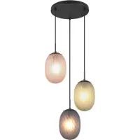 TRIO 364230317 FACETTE, lámpara colgante, diámetro 430 mm, 3 bombillas E27, color negro mate, diseño multicolor