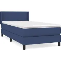 Syfax Cama box spring con colchón tela azul 80x200 cm