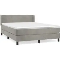 Syfax Cama box spring con colchón terciopelo gris claro 140x200 cm