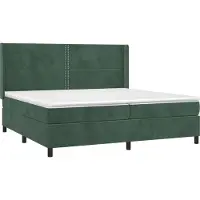 Syfax Cama box spring con colchón terciopelo verde oscuro 200x200 cm