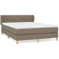 Syfax Cama box spring con colchón tela gris taupe 140x190 cm