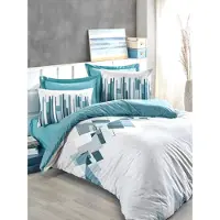 L'essentiel Maison L'Essentiel, Ropa de Cama para el Hogar, Nesto - Color petróleo, Juego de sábanas, Verde petróleo, 100% algodón percal, 240 x 220 cm