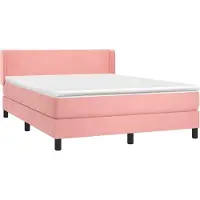 Syfax Cama box spring con colchón terciopelo rosa 140x200 cm