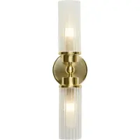 Searchlight Aplique de pared Imperial, latón, 2 luces, acero, cristal, IP44