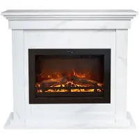 Xaralyn Chimenea eléctrica - Modelo EFL-ML - Aspecto de mármol - Potencia de 1500 vatios - Con mando a distancia - Incluye repisa para chimenea y chimenea de encastre - Chimenea decorativa