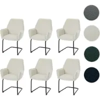 Mendler Juego de 6 sillas giratorias modelo HWC-G67, ideales para el comedor o la cocina, tapizadas en tela/textil MVG, color crema-beige