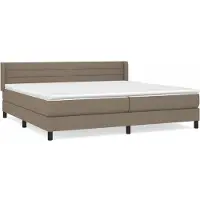 Syfax Cama box spring con colchón tela gris taupe 200x200 cm