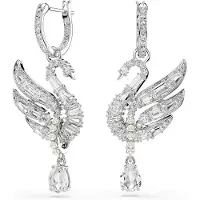 Swarovski Pendientes 'Swan' plata