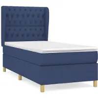 Syfax Cama box spring con colchón tela azul 90x190 cm