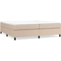 Syfax Base de cama con somier, colchón color café con leche, 200x200 cm, tapizado en cuero sintético