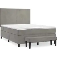 Syfax Cama box spring con colchón terciopelo gris claro 140x200 cm