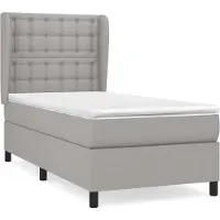 Syfax Cama box spring con colchón tela gris claro 100x200 cm