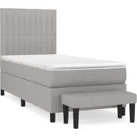 Syfax Cama box spring con colchón tela gris claro 90x200 cm