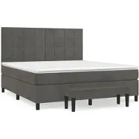 Syfax Cama box spring con colchón terciopelo gris oscuro 180x200 cm