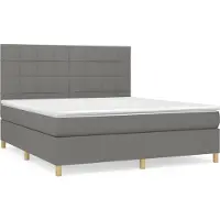 Syfax Cama box spring con colchón tela gris oscuro 180x200 cm