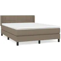 Syfax Cama box spring con colchón tela gris taupe 140x200 cm