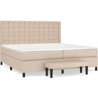 Syfax Base de cama con somier, colchón color café con leche, 200x200 cm, tapizado en cuero sintético