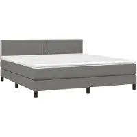 Syfax Cama box spring con colchón tela gris oscuro 180x200 cm