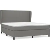 Syfax Cama box spring con colchón tela gris oscuro 180x200 cm