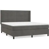Syfax Cama box spring con colchón terciopelo gris oscuro 160x200 cm