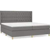 Syfax Cama box spring con colchón tela gris oscuro 200x200 cm