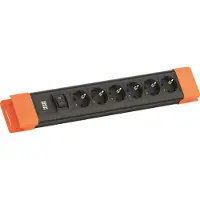 Bachmann CONNECTUS 6xCEE7/3, 1x interruptor, 2,0m, conector CEE7/7, color /naranja