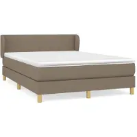 Syfax Cama box spring con colchón tela gris taupe 140x190 cm
