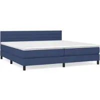 Syfax Cama box spring con colchón tela azul 200x200 cm